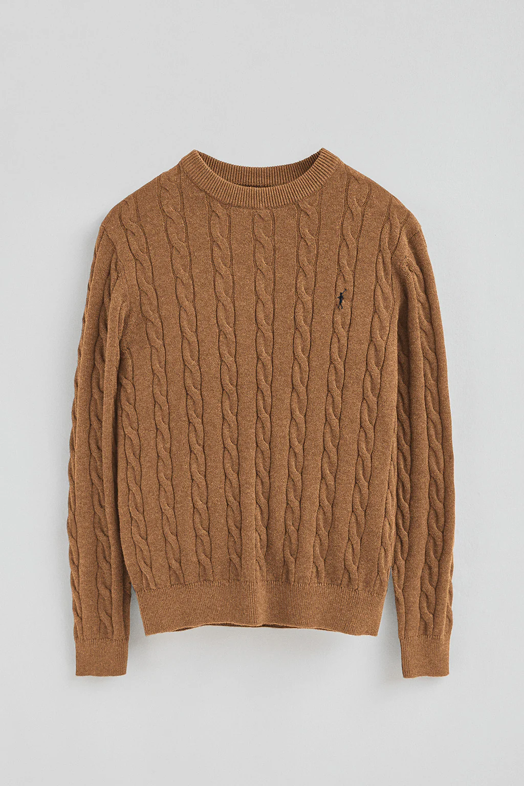 Camel-marl cable-knit wool-blend jumper with Rigby Go embroidery - Image 5