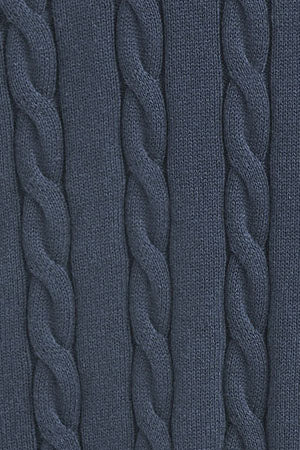 Denim-blue cable-knit wool-blend jumper with Rigby Go embroidery - Image 9