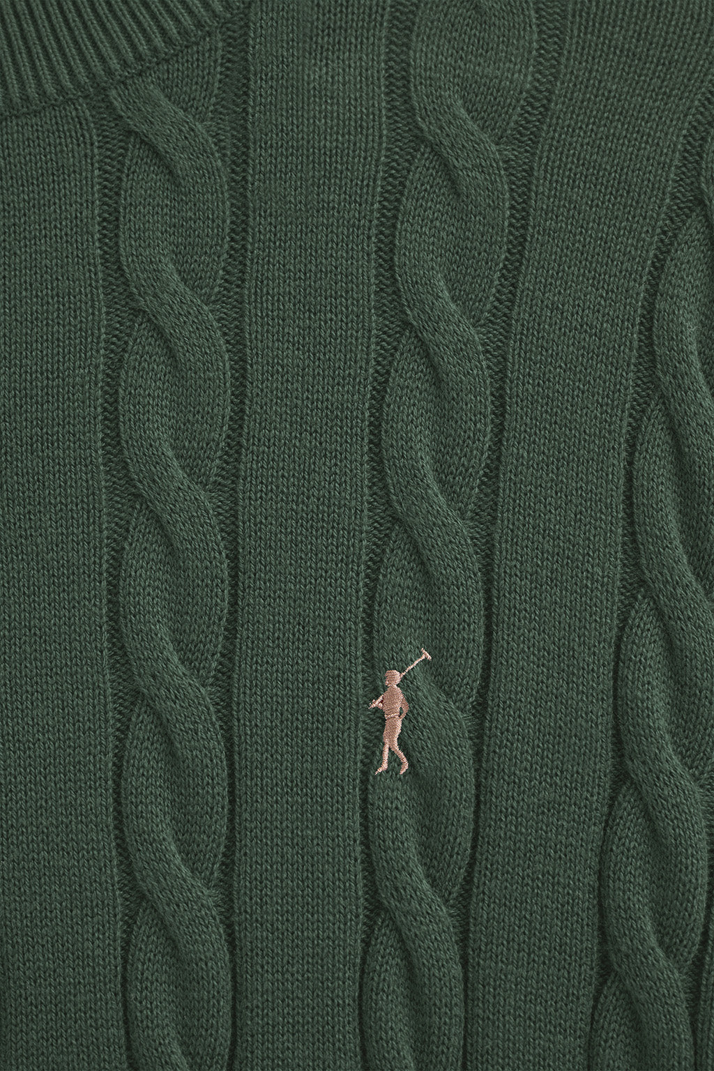Mud-green cable-knit wool-blend jumper with Rigby Go embroidery - Image 6