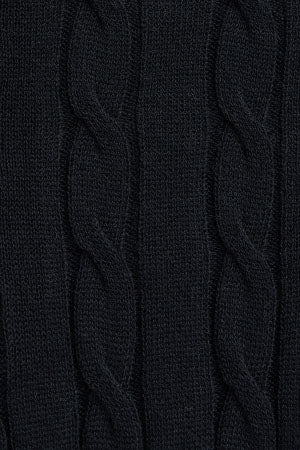 Navy-blue cable-knit jumper with zipped neck and Rigby Go logo - Image 10