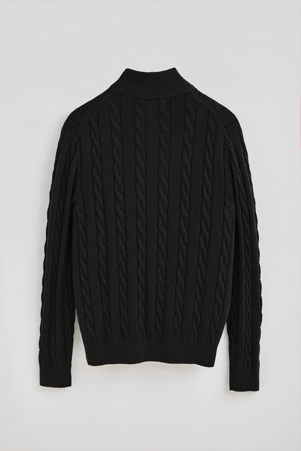 Black cable-knit wool-blend jumper with half zip and Rigby Go embroidery - Image 7