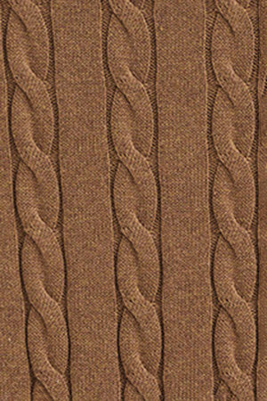 Camel-marl cable-knit wool-blend jumper with half zip and Rigby Go embroidery - Image 9