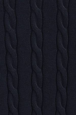 Navy-blue cable-knit wool-blend jumper with half zip and Rigby Go embroidery - Image 9