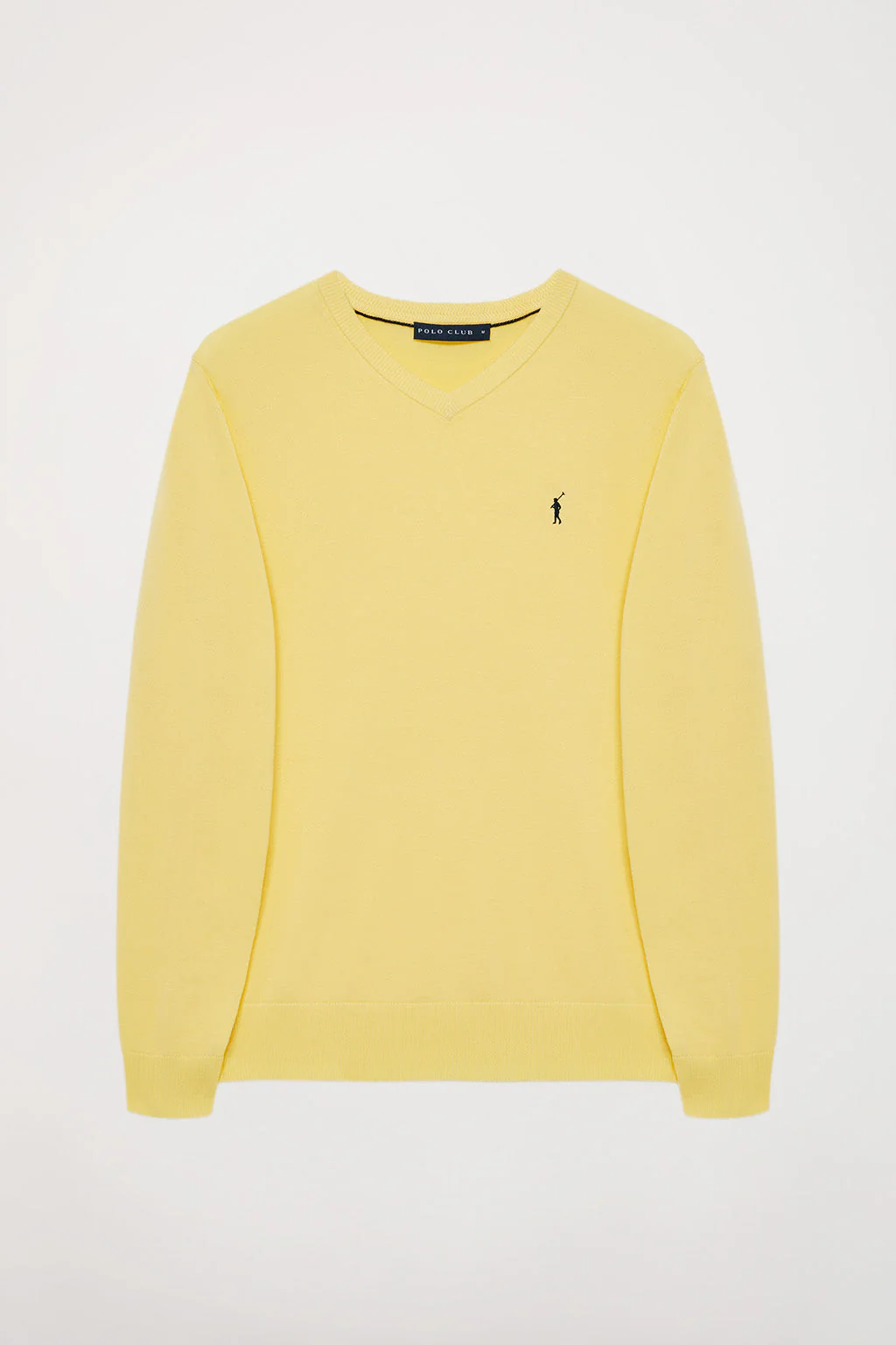 Light-yellow V-neck basic jumper soft with Rigby Go logo - Image 7