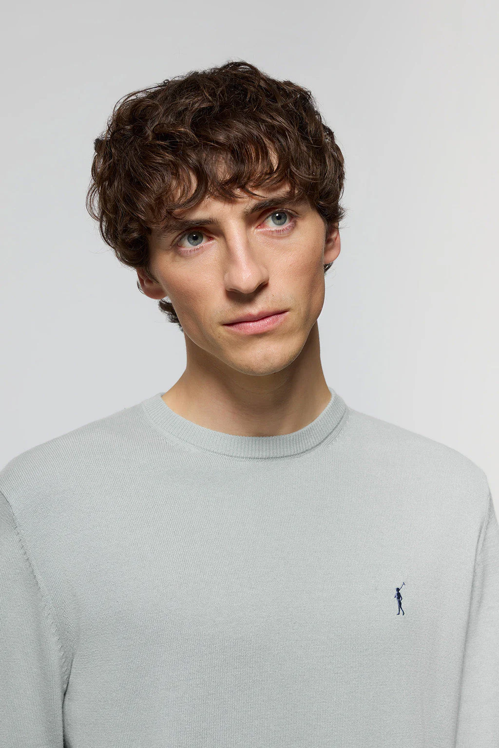 Grey-blue round-neck basic jumper with Rigby Go logo - Image 2