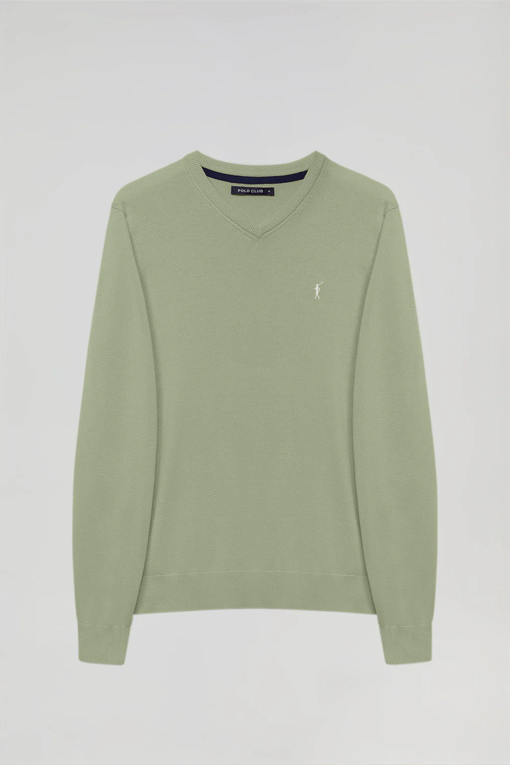 Jade-green V-neck basic jumper with Rigby Go logo - Image 9