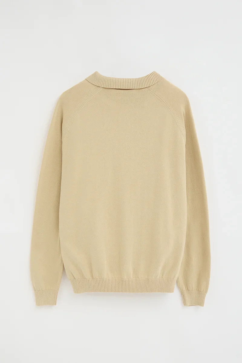 Beige jumper with buttoned polo collar and Rigby Go logo - Image 8