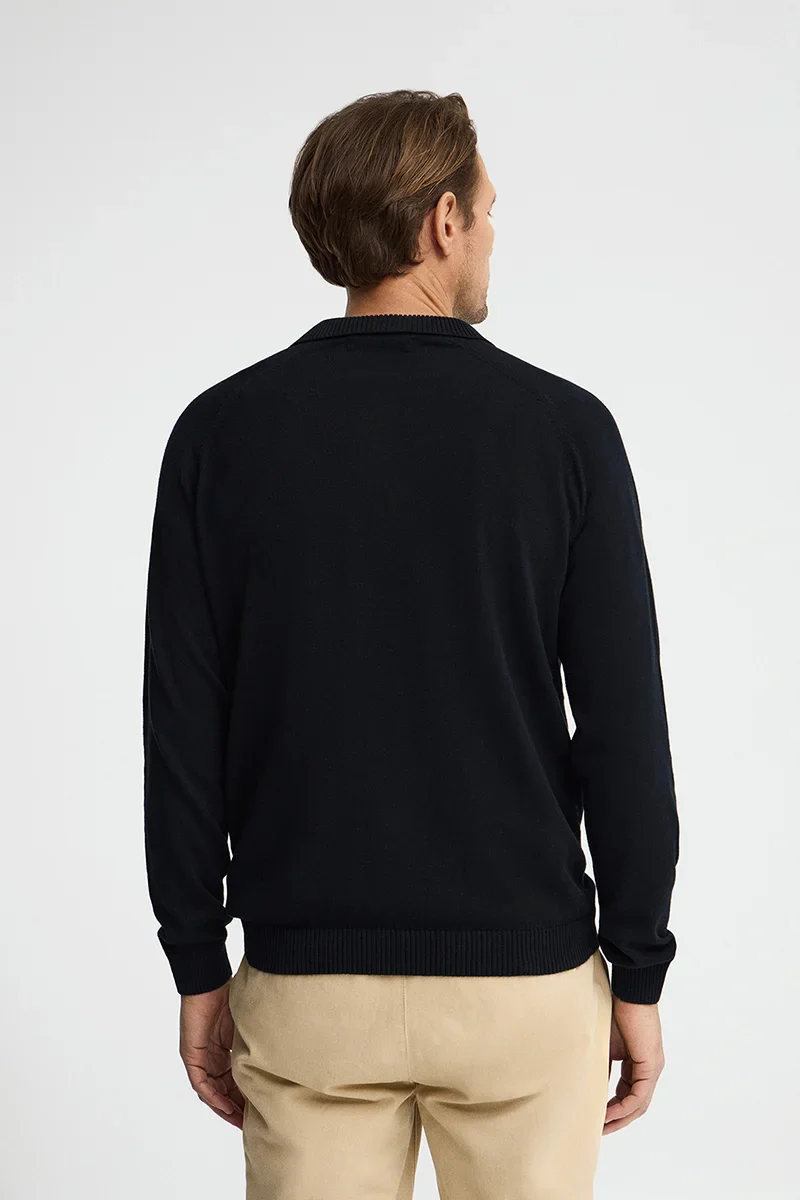 Navy-blue jumper with buttoned polo collar and Rigby Go logo - Image 5