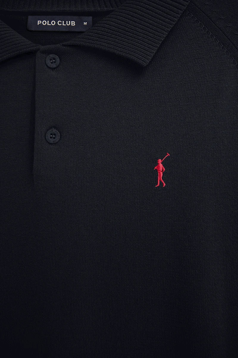 Navy-blue jumper with buttoned polo collar and Rigby Go logo - Image 7