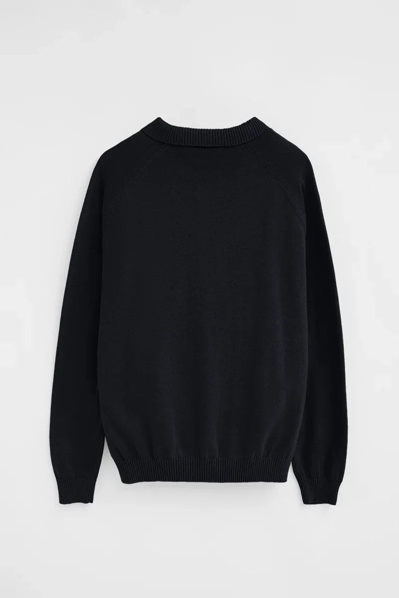 Navy-blue jumper with buttoned polo collar and Rigby Go logo - Image 8