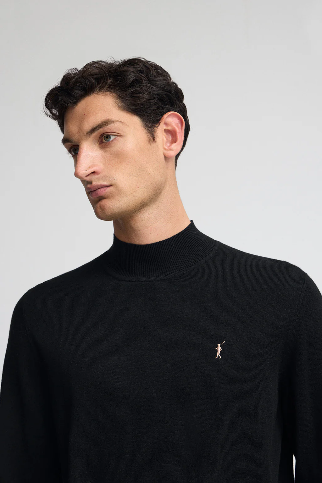 Black mock-neck wool-blend jumper with Rigby Go embroidery - Image 2