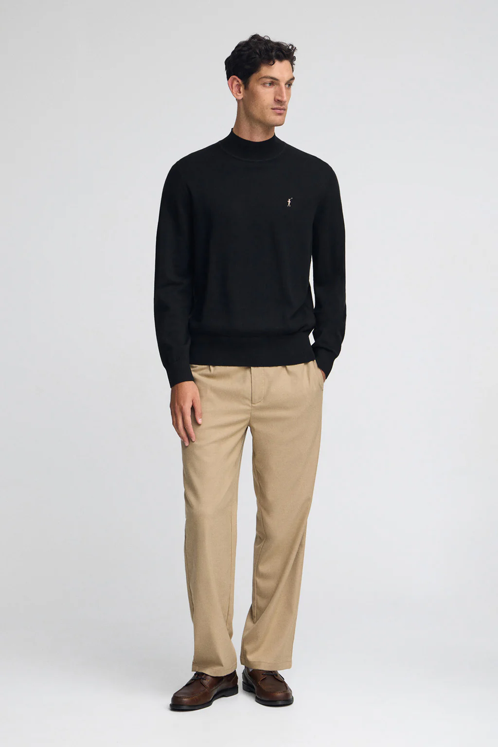 Black mock-neck wool-blend jumper with Rigby Go embroidery - Image 3