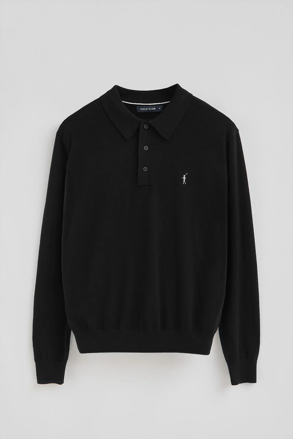 Black polo-collar wool-blend jumper with Rigby Go embroidery - Image 5