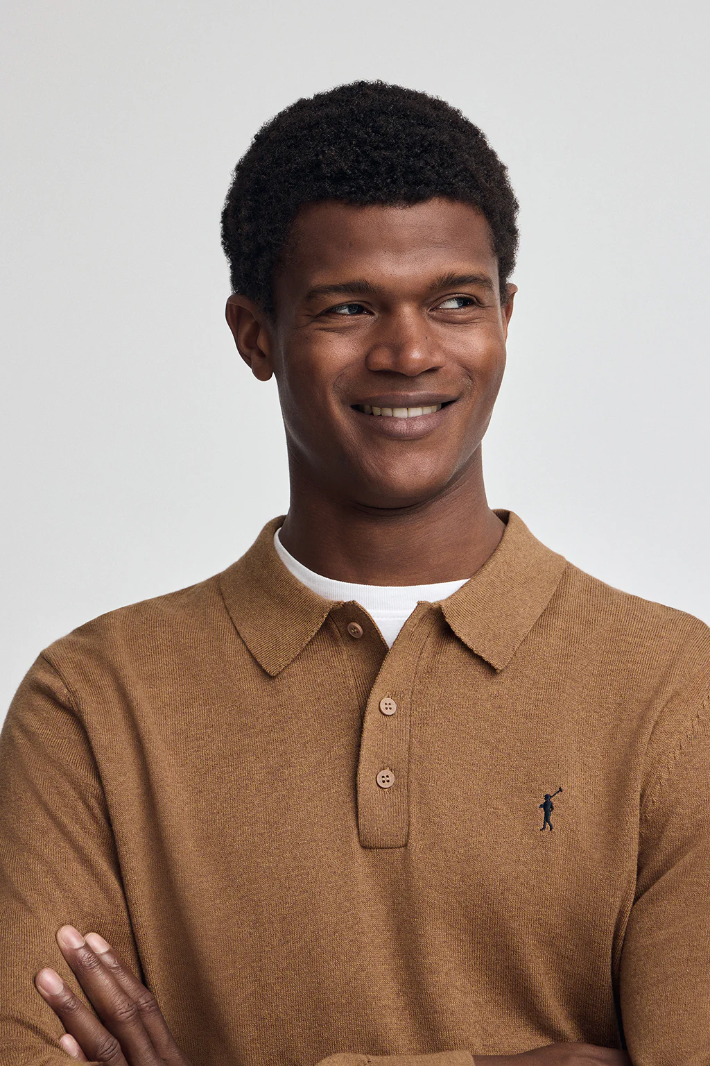 Camel-marl polo-collar wool-blend jumper with Rigby Go embroidery - Image 2