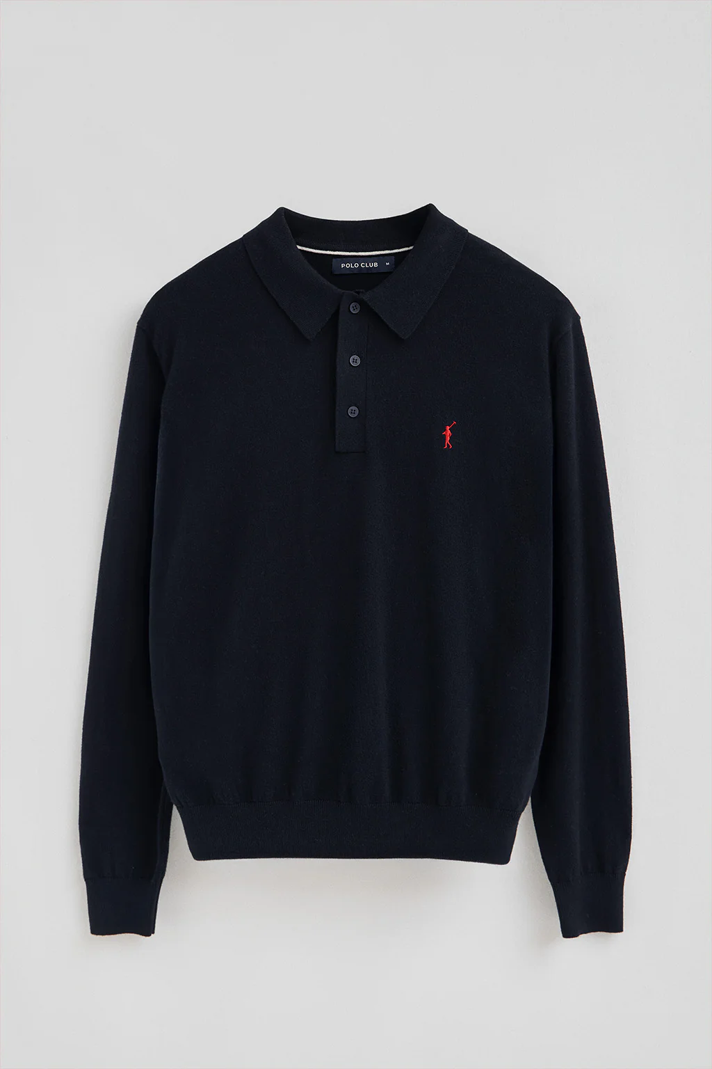 Navy-blue polo-collar wool-blend jumper with Rigby Go embroidery - Image 5
