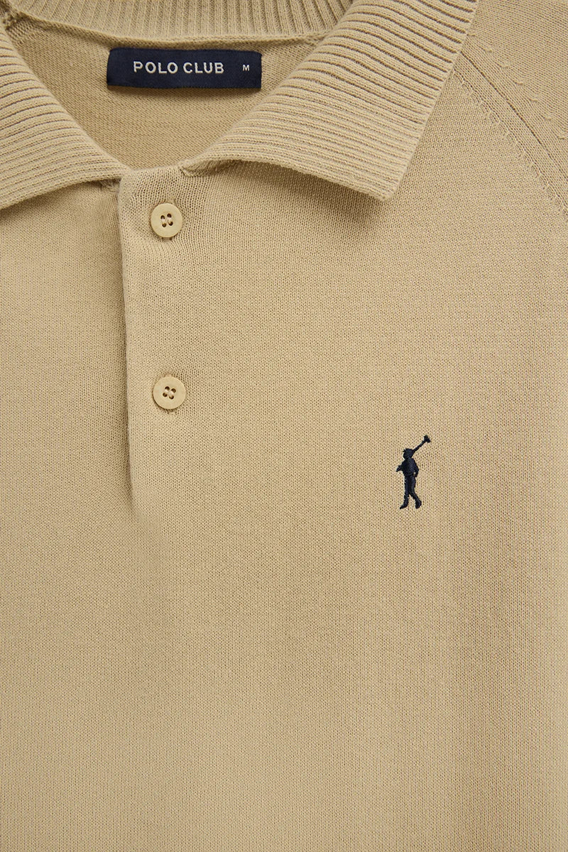 Beige short-sleeve jumper with polo collar and Rigby Go logo - Image 7