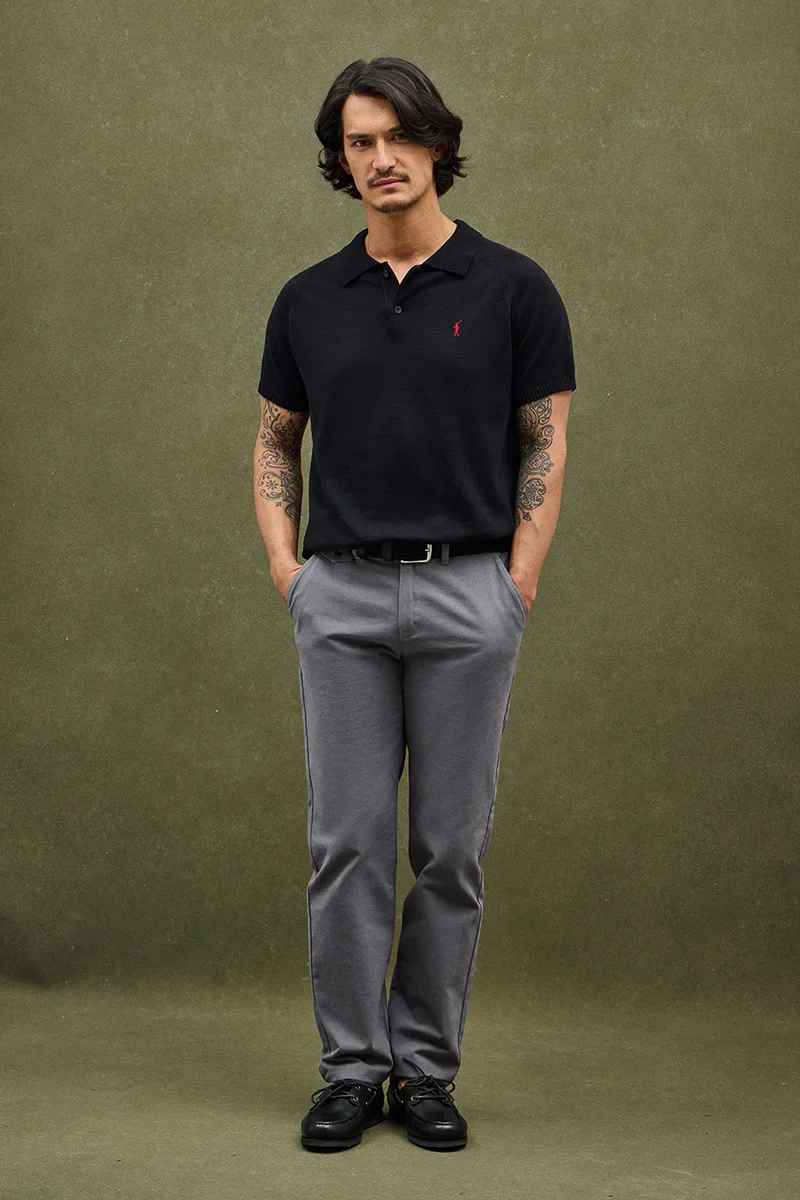 Navy-blue short-sleeve jumper with polo collar and Rigby Go logo - Image 2