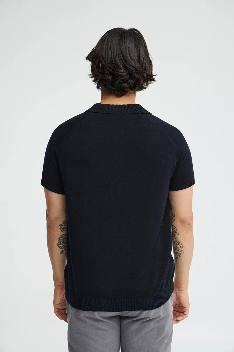 Navy-blue short-sleeve jumper with polo collar and Rigby Go logo - Image 5