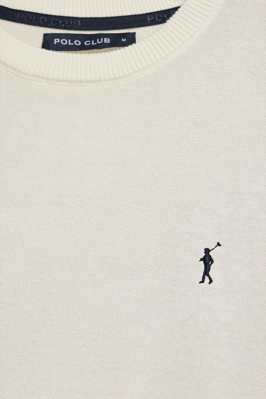 Beige short-sleeve jumper with round neck and embroidered logo - Image 6
