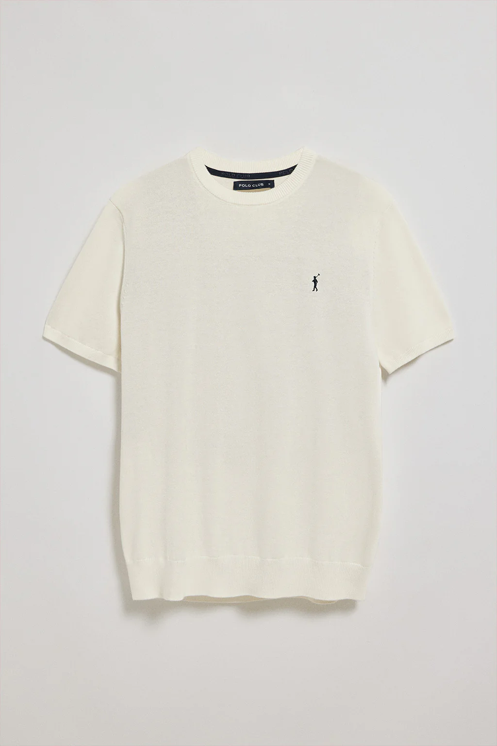 Beige short-sleeve jumper with round neck and embroidered logo - Image 7