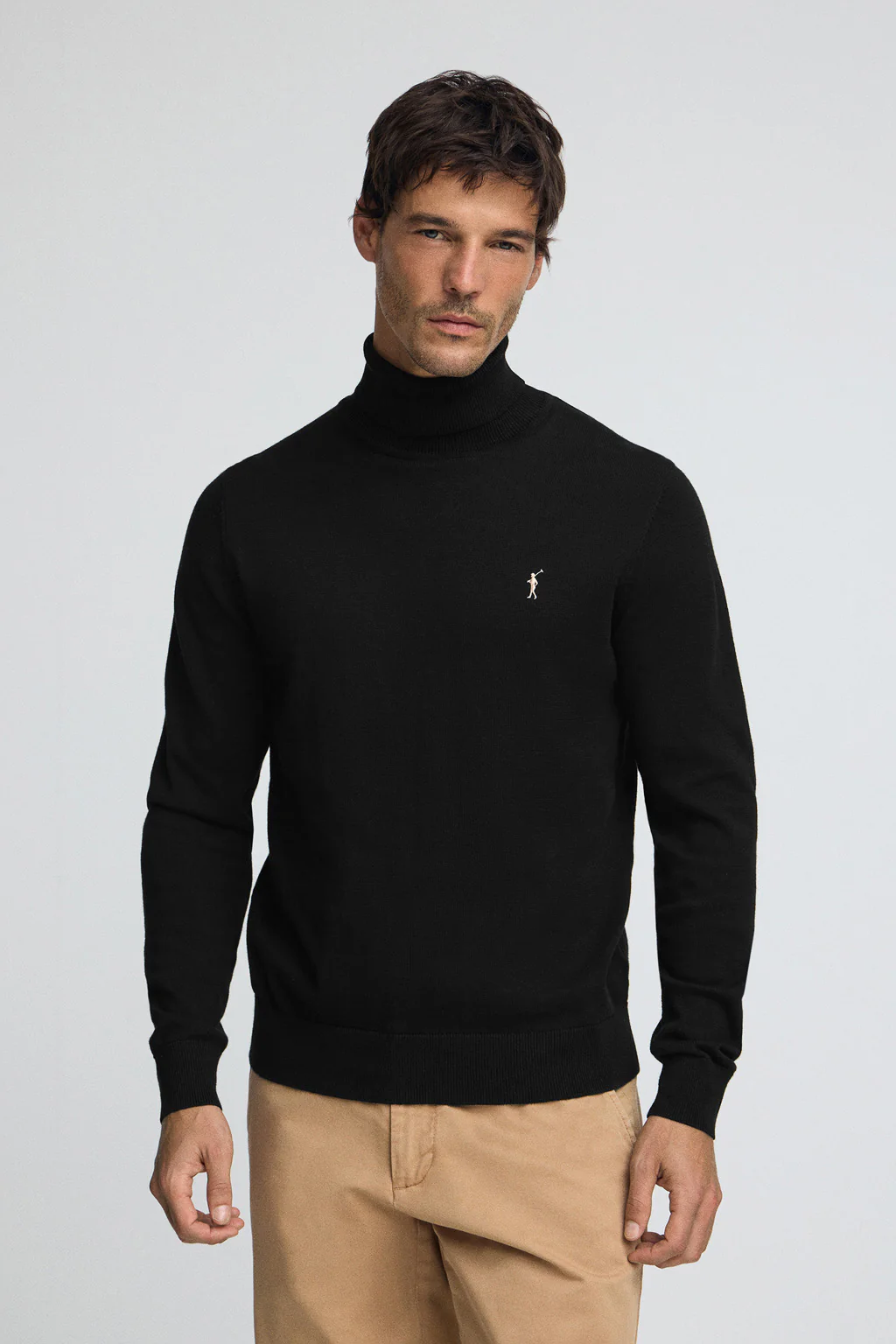 Black turtleneck cotton jumper with Rigby Go embroidery - Image 2