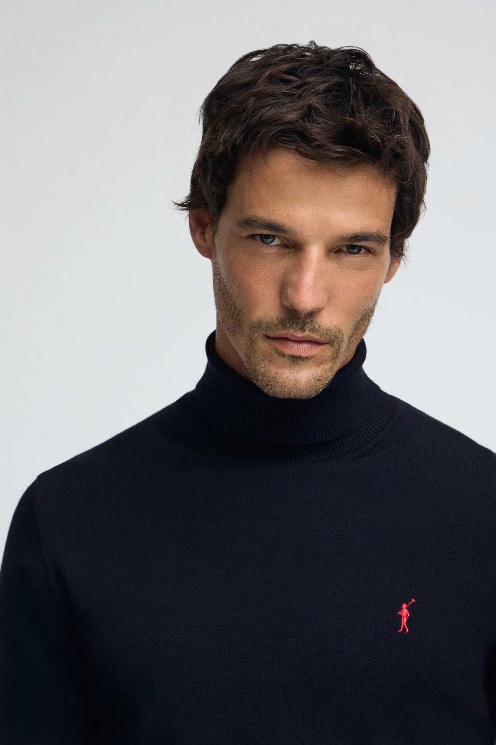 Navy-blue turtleneck cotton jumper with Rigby Go embroidery - Image 2