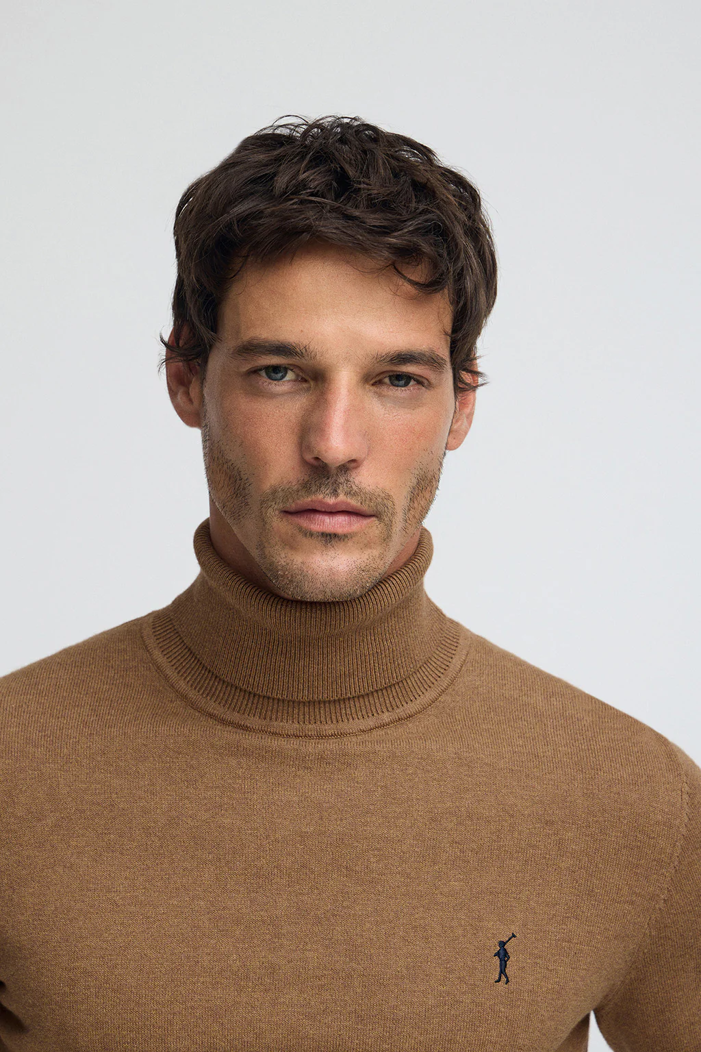 Camel-marl turtleneck wool-blend jumper with Rigby Go embroidery - Image 2
