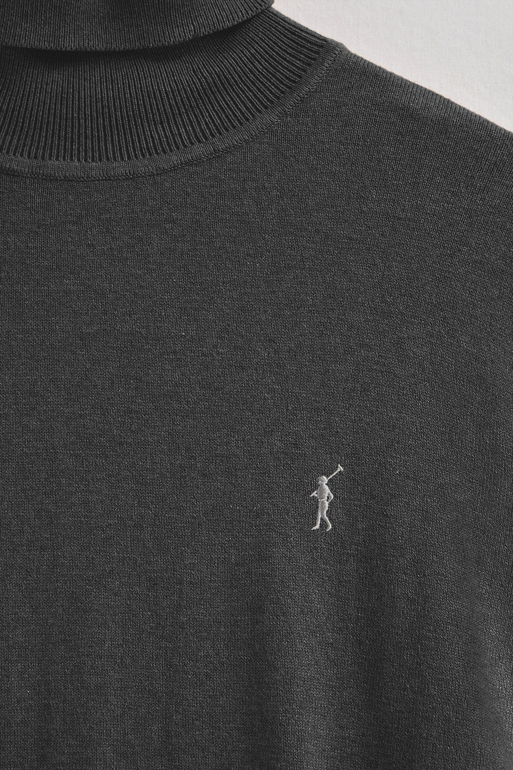 Dark-grey-marl turtleneck wool-blend jumper with Rigby Go embroidery - Image 6