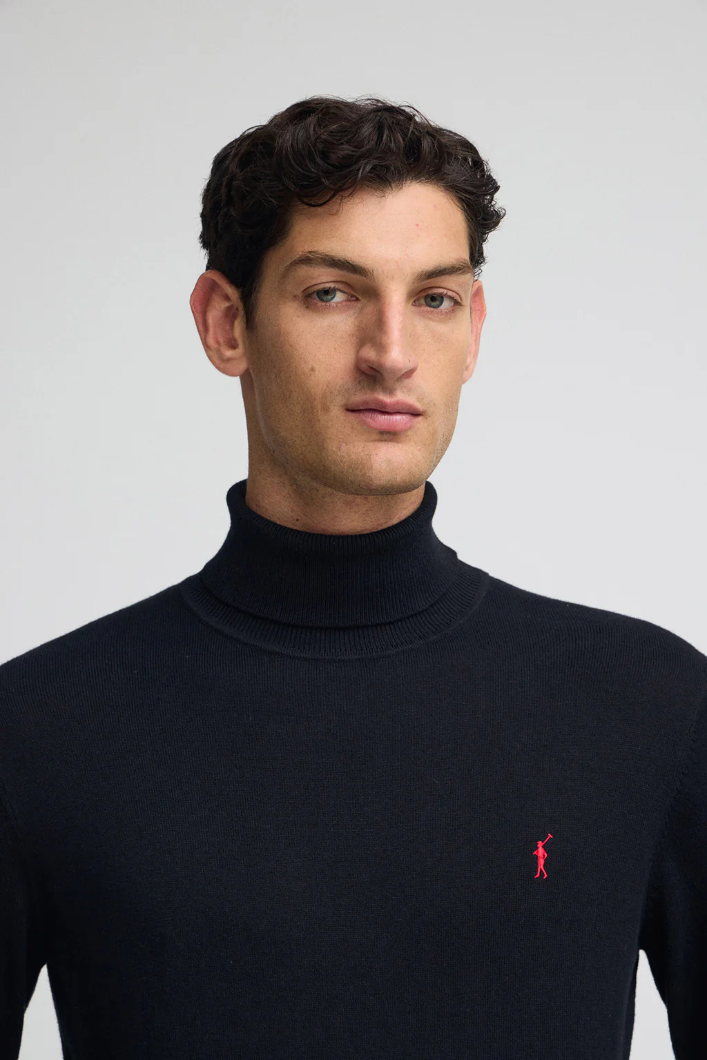 Navy-blue turtleneck wool-blend jumper with Rigby Go embroidery - Image 2