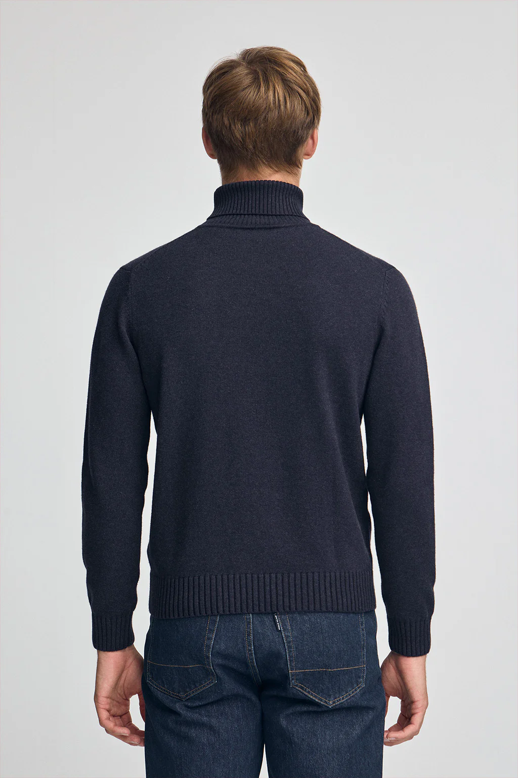 Navy-blue-marl turtleneck wool-blend jumper with Rigby Go embroidery - Image 4