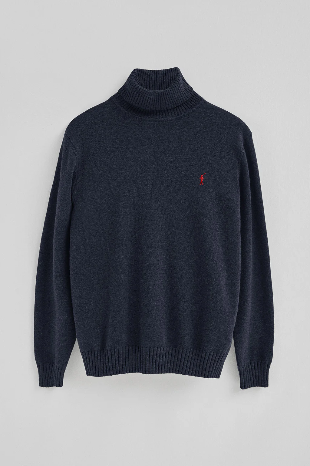 Navy-blue-marl turtleneck wool-blend jumper with Rigby Go embroidery - Image 7