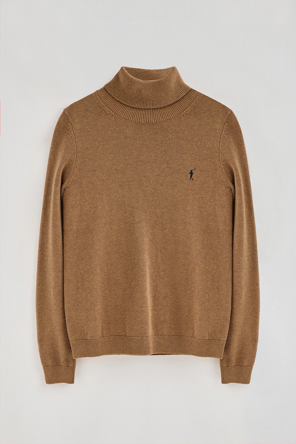 Camel-marl wool-blend jumper with turtleneck and Rigby Go embroidery - Image 8