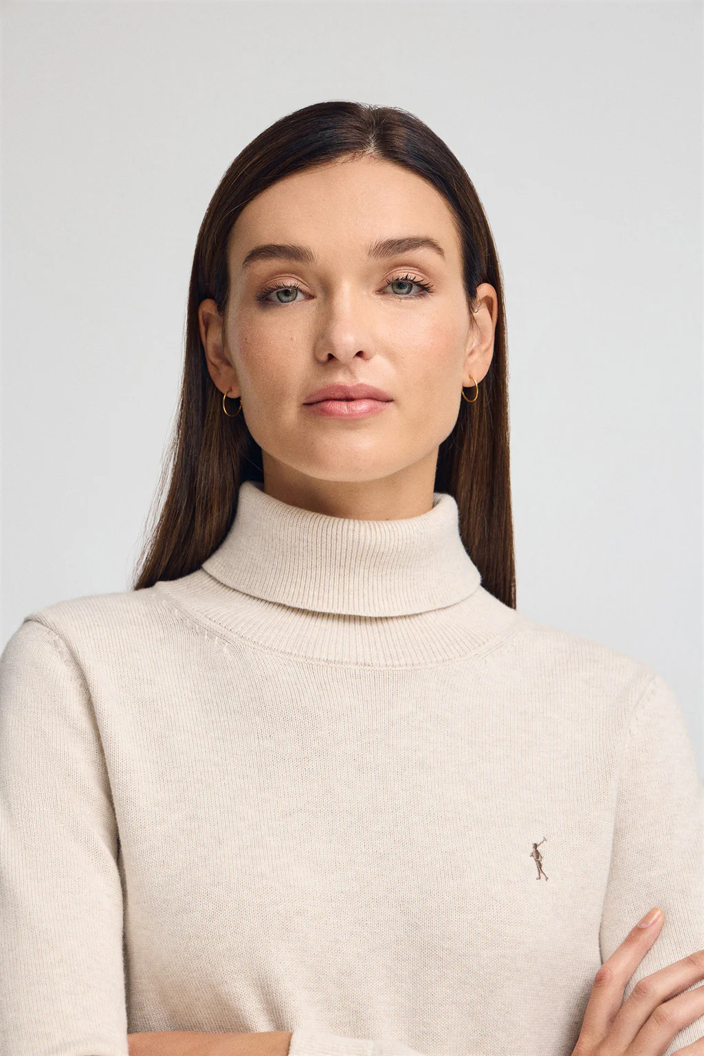 Nude-marl wool-blend jumper with turtleneck and Rigby Go embroidery - Image 2