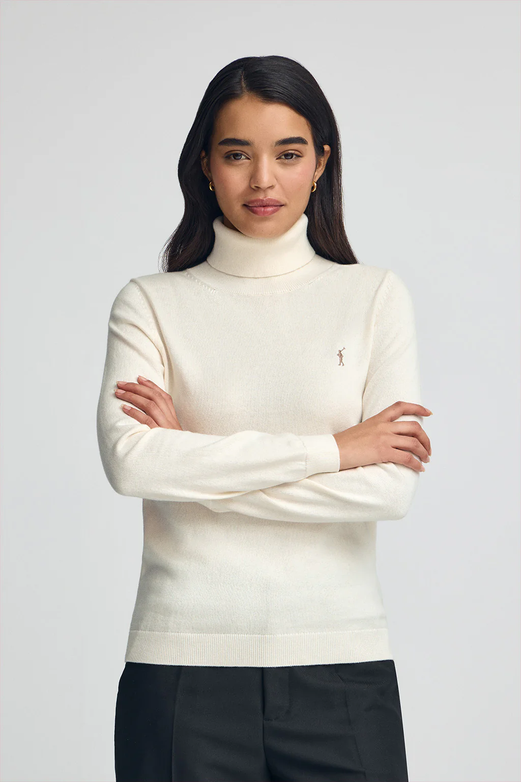 Nude turtleneck wool-blend jumper with Rigby Go embroidery