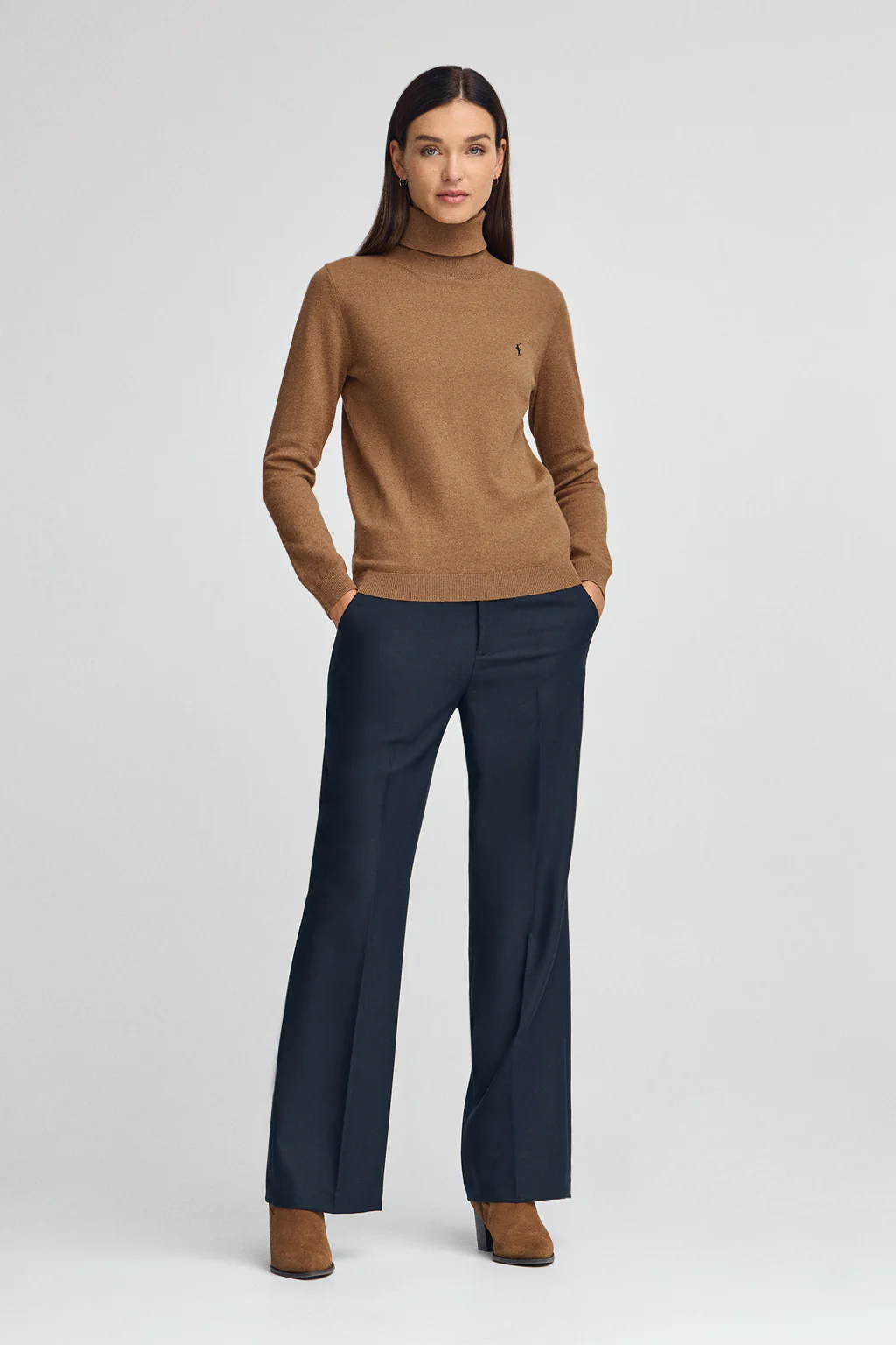 Camel-marl turtleneck wool-blend jumper with Rigby Go embroidery - Image 3