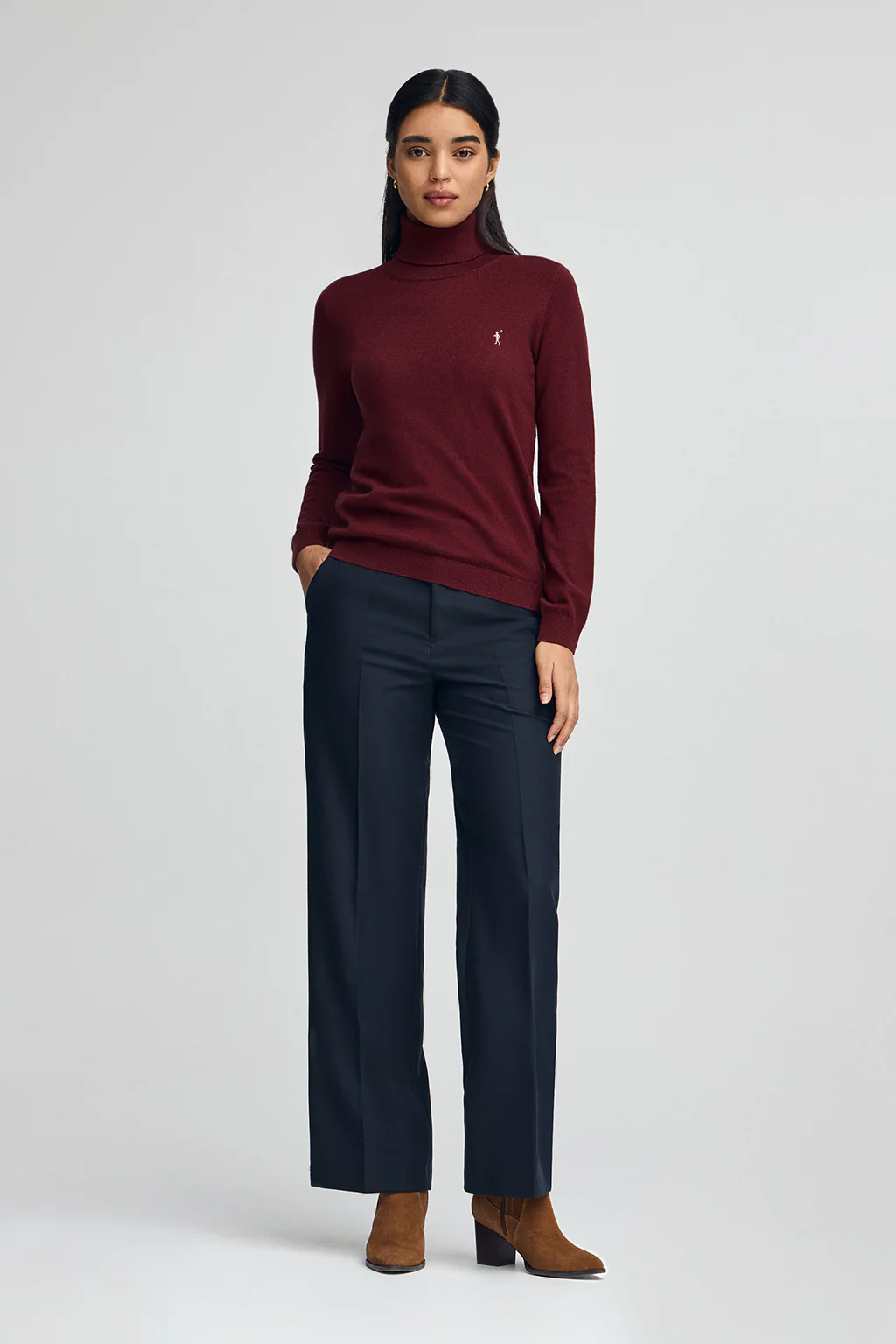 Maroon turtleneck wool-blend jumper with Rigby Go embroidery - Image 3