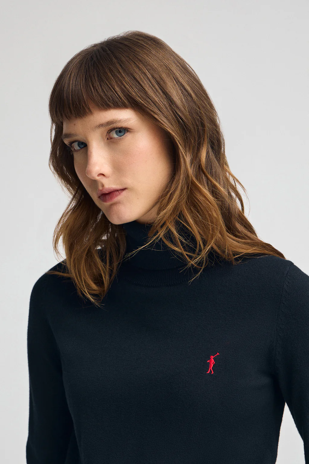 Navy-blue turtleneck wool-blend jumper with Rigby Go embroidery - Image 2