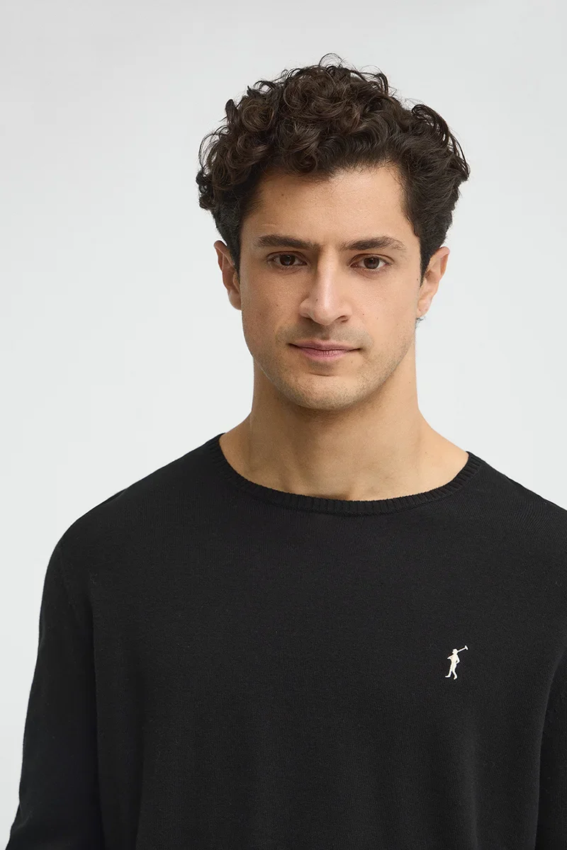 Black round-neck jumper with Rigby Go logo - Image 2