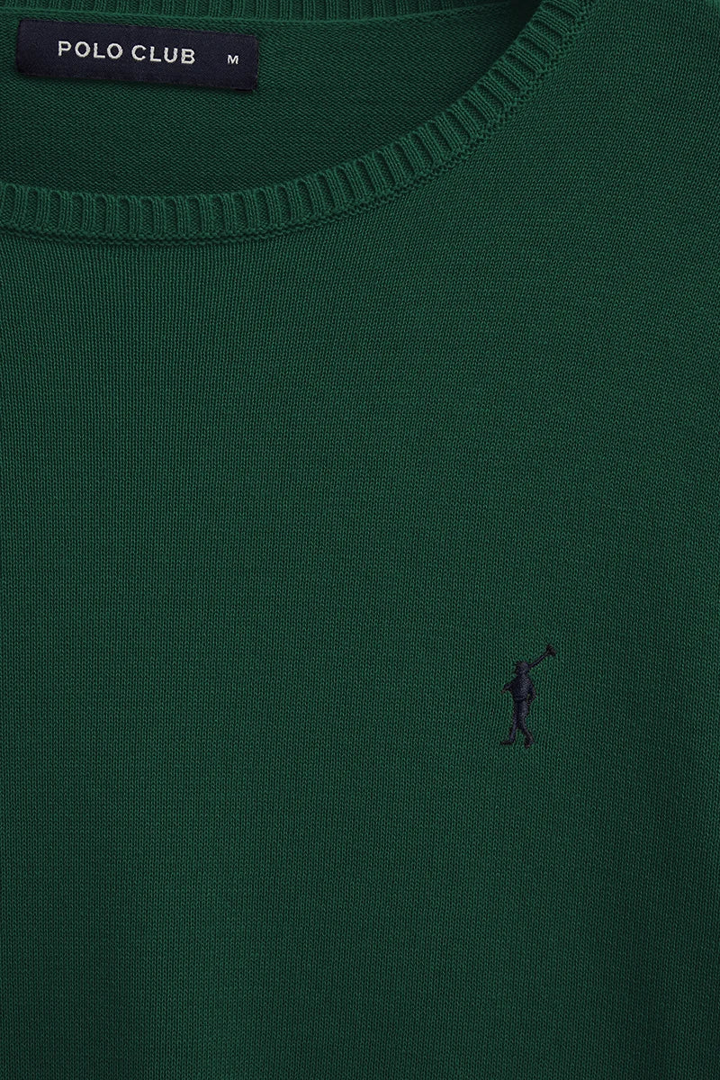 Bottle-green round-neck jumper with Rigby Go logo - Image 6