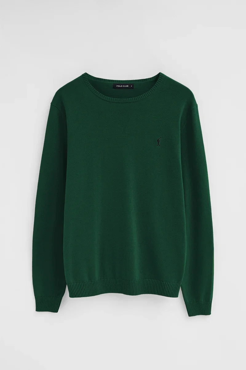 Bottle-green round-neck jumper with Rigby Go logo - Image 8