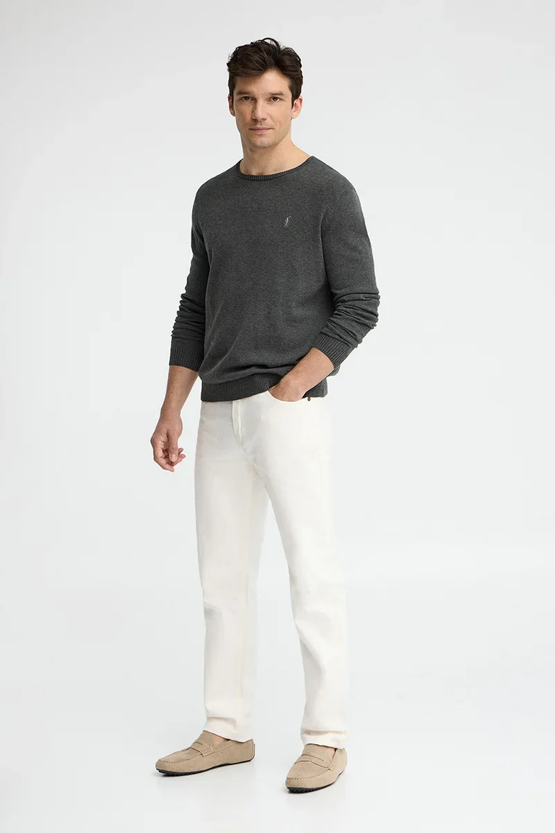 Dark-grey-marl round-neck jumper with Rigby Go logo - Image 3