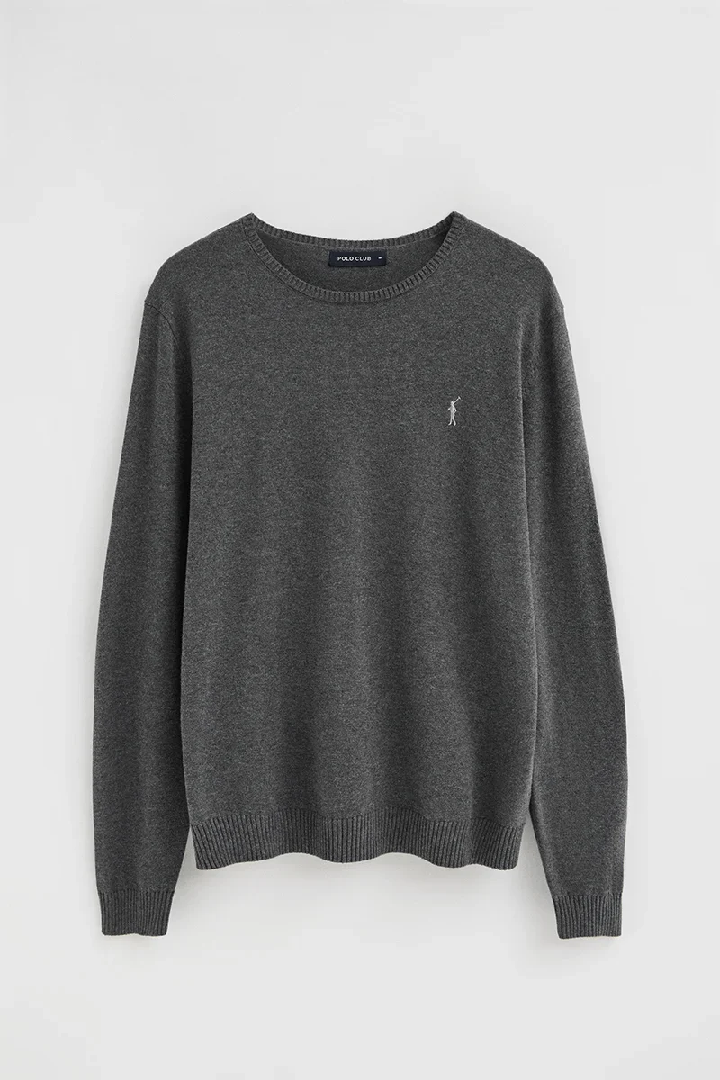 Dark-grey-marl round-neck jumper with Rigby Go logo - Image 5
