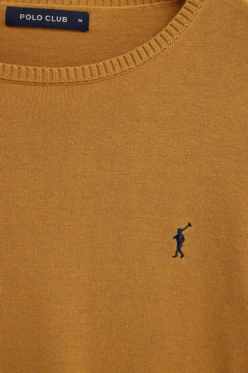 Mustard round-neck jumper with Rigby Go logo - Image 6