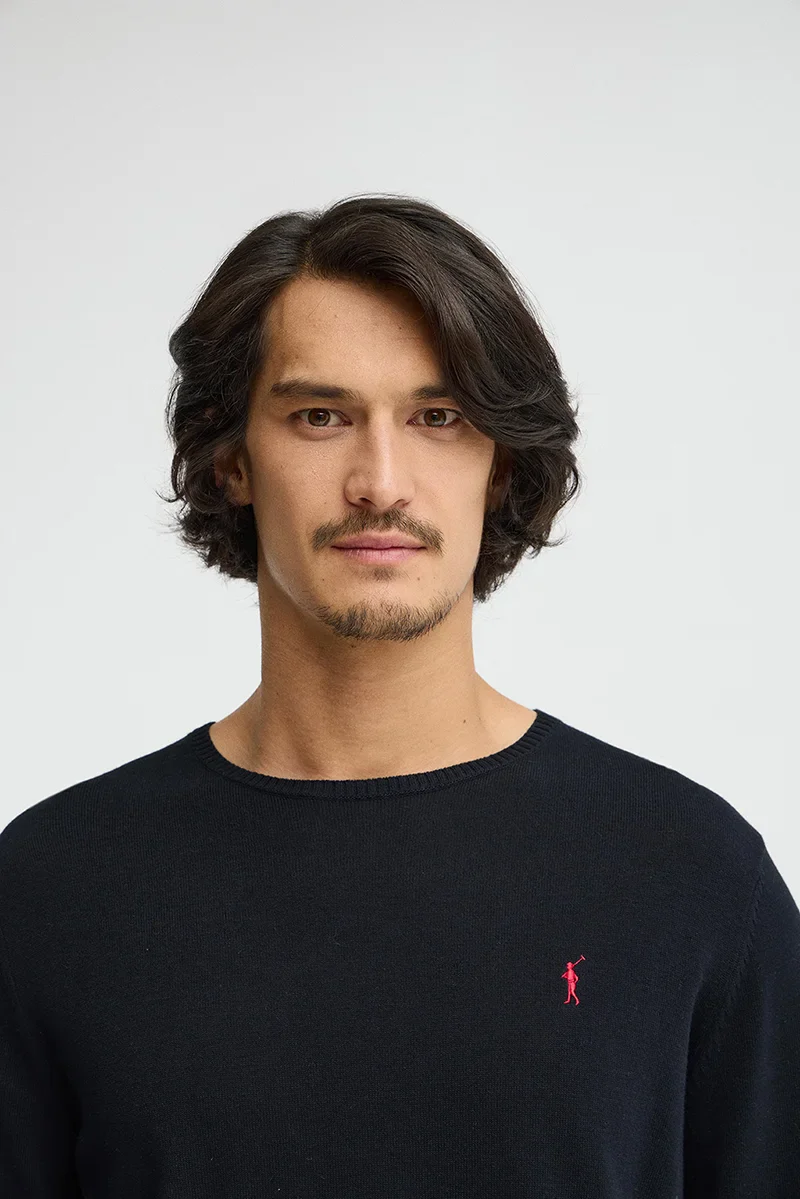 Navy-blue round-neck jumper with Rigby Go logo - Image 3