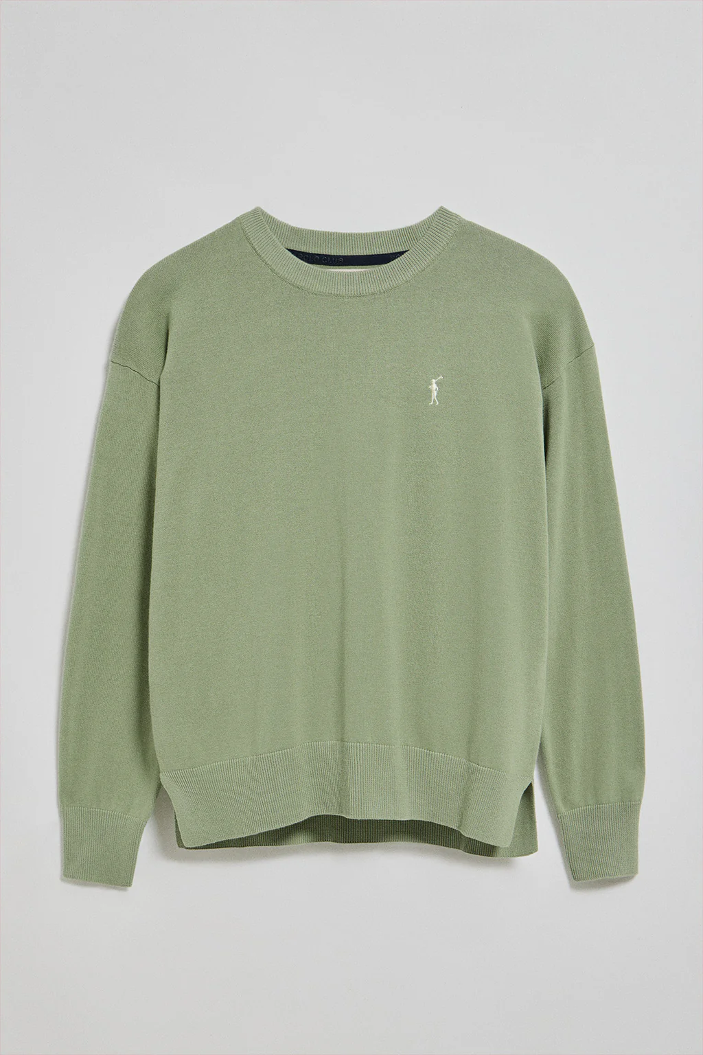 Jade-green round-neck knit jumper with Rigby Go embroidered logo - Image 5