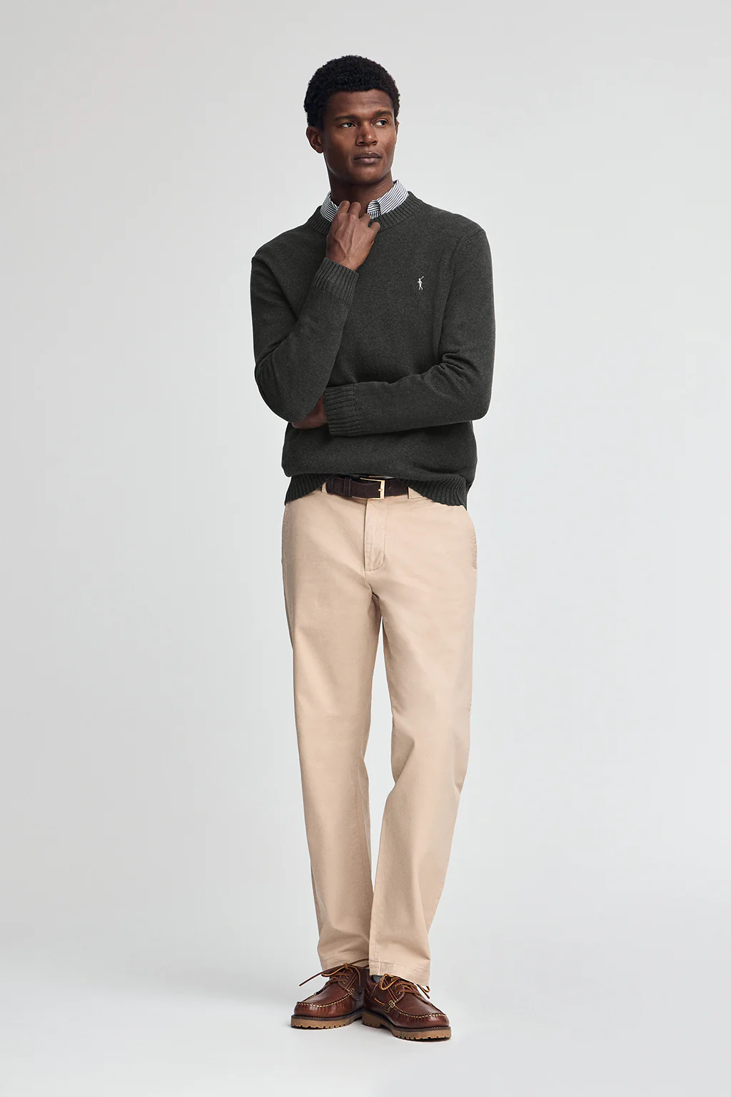 Dark-grey-marl wool-blend jumper with Rigby Go embroidery - Image 3