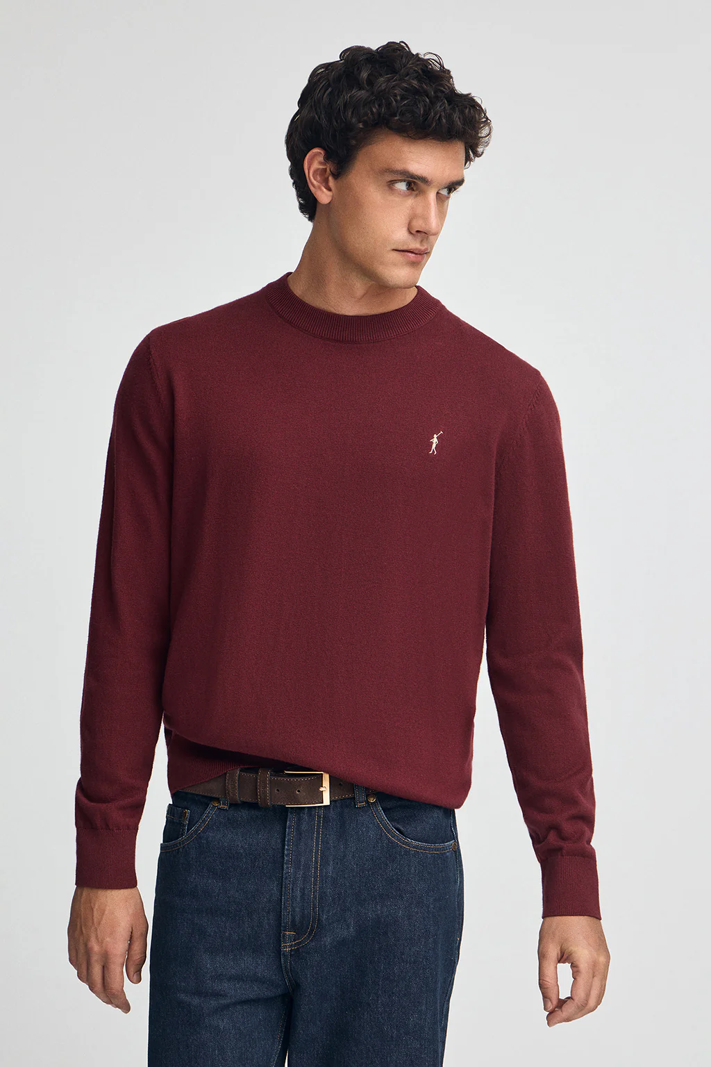 Maroon wool-blend jumper with Rigby Go embroidery