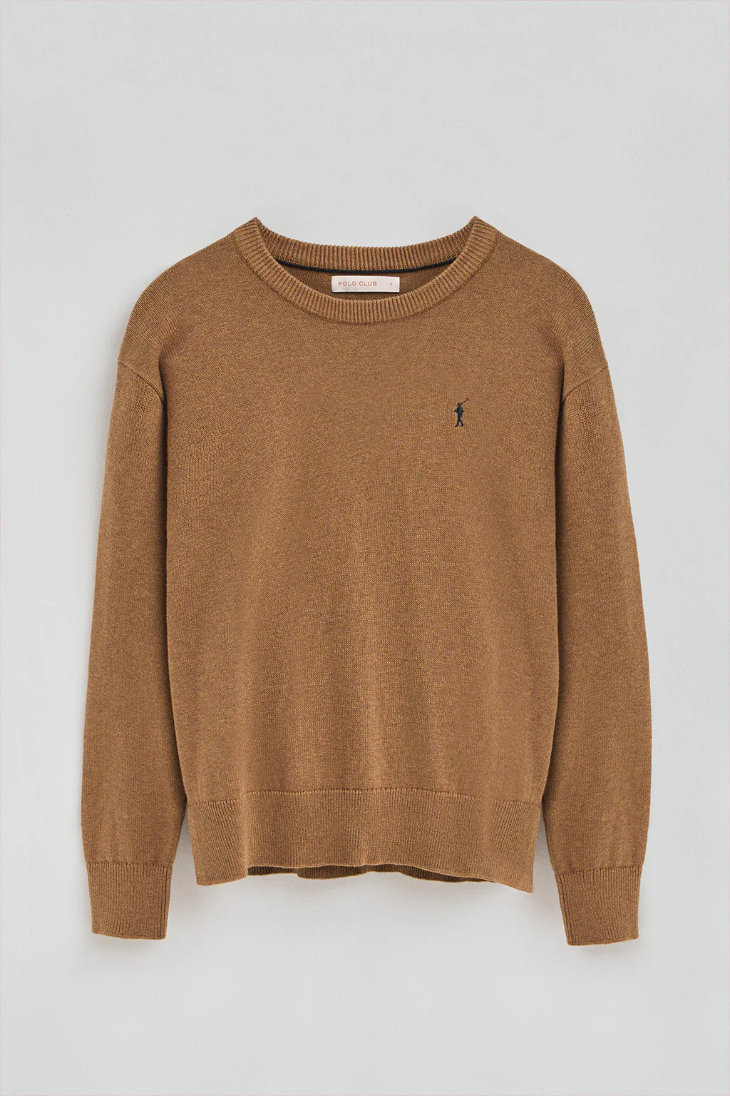 Camel-marl round-neck wool-blend jumper with Rigby Go embroidery - Image 5