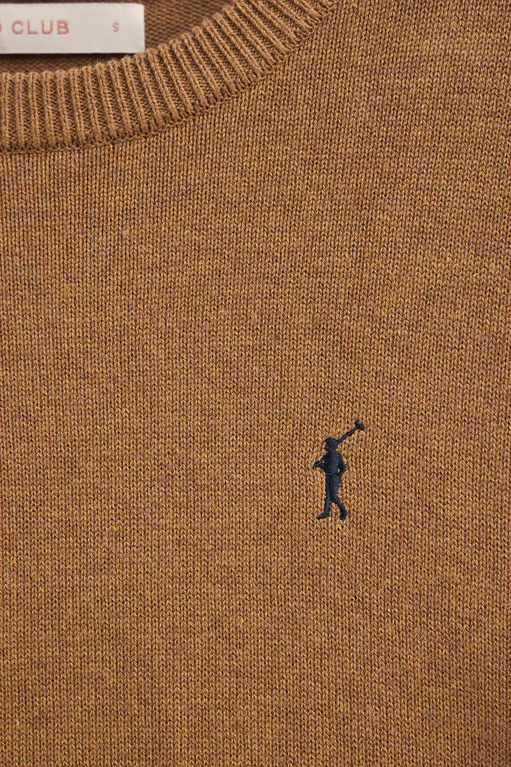 Camel-marl round-neck wool-blend jumper with Rigby Go embroidery - Image 6