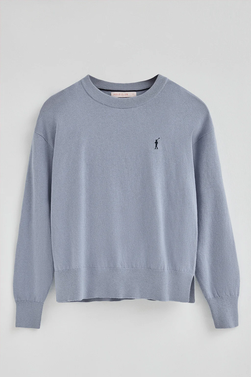Light-blue round-neck wool-blend jumper with Rigby Go embroidery - Image 5